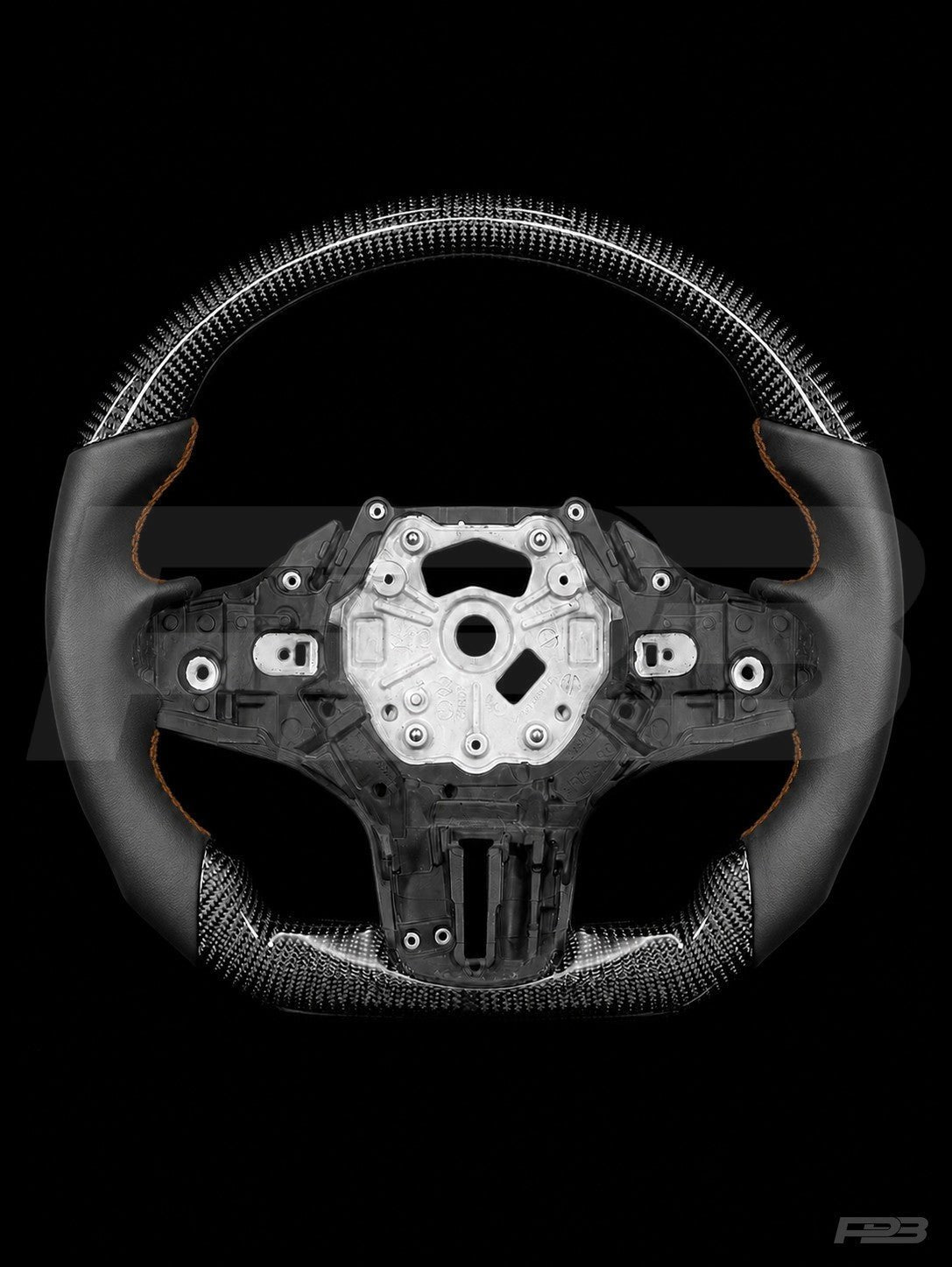 PBAW BMW M3 G80 Carbon Sport steering wheel — Exposed Brown stitching