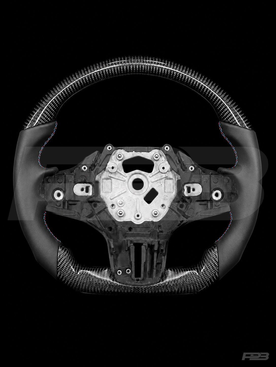 PBAW BMW M3 G80 Carbon Sport steering wheel — Exposed M-Colours stitching