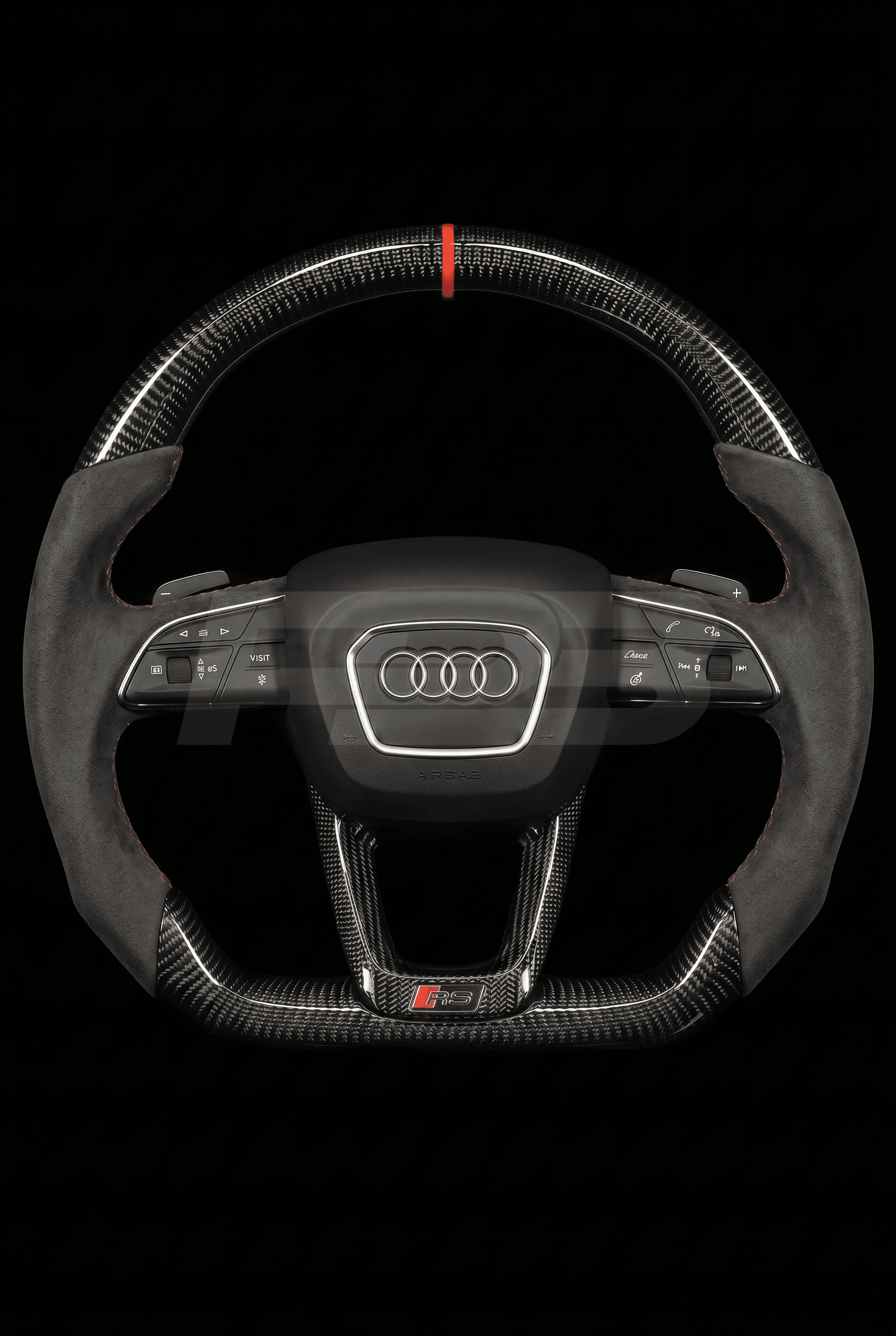 Audi RS Q8 Carbon Alcantara — complete view, Red stitching