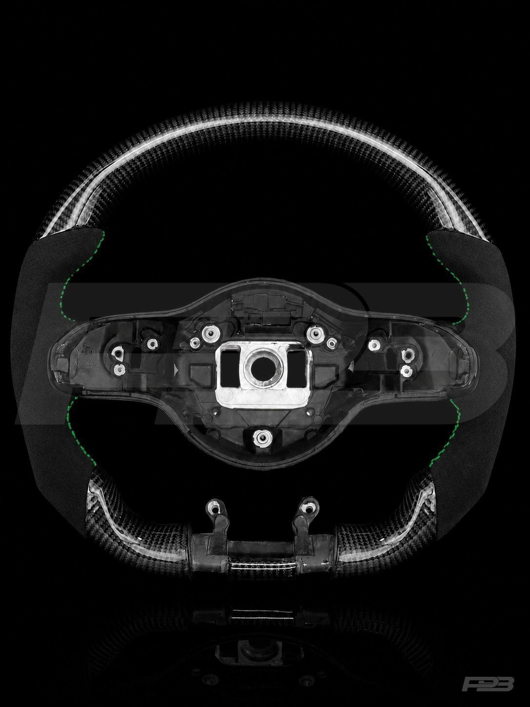 PBAW Mercedes-AMG C63 W205 Facelift Carbon Alcantara steering wheel — Exposed Green stitching