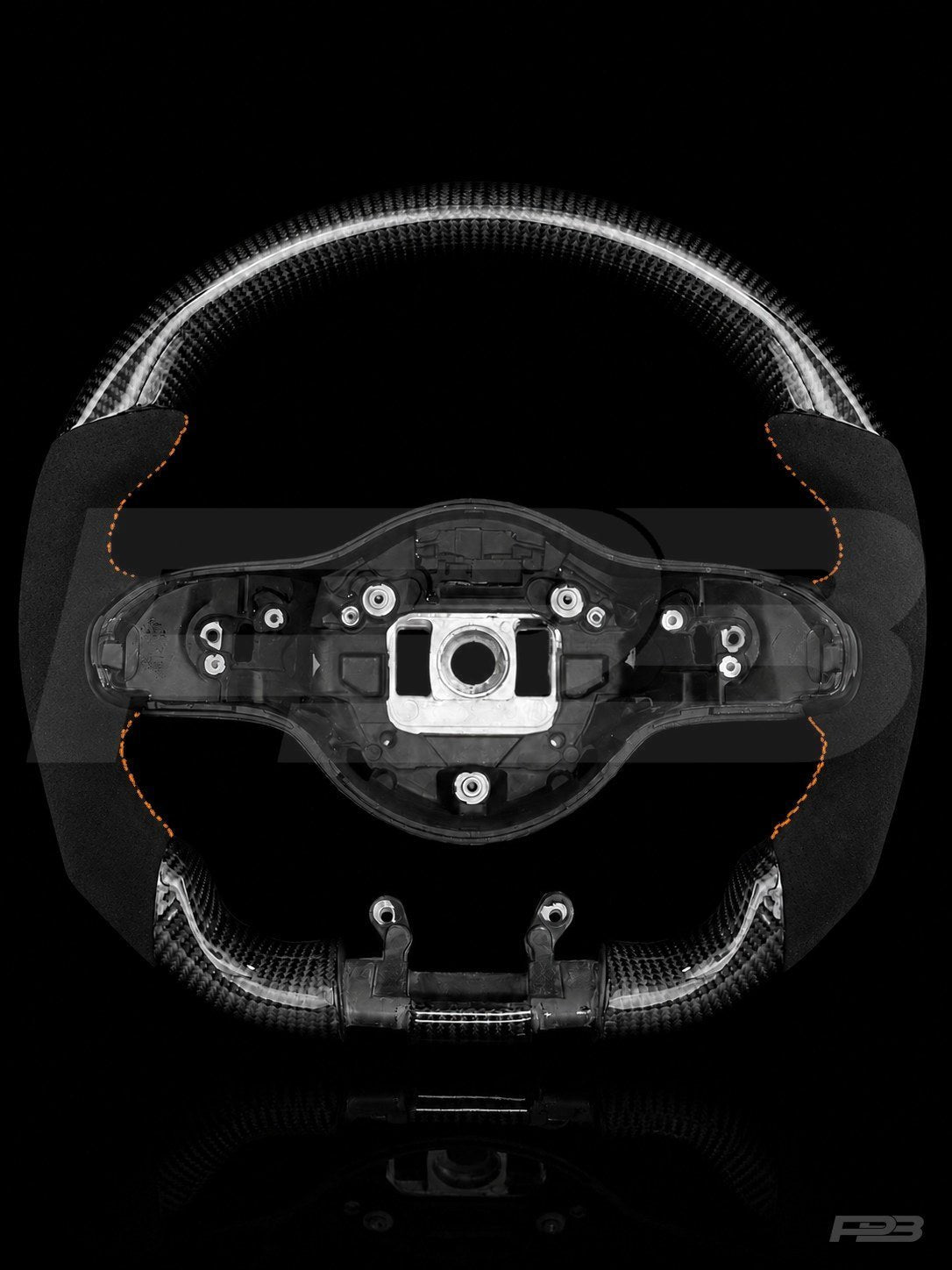 PBAW Mercedes-AMG C63 W205 Facelift Carbon Alcantara steering wheel — Exposed Orange stitching