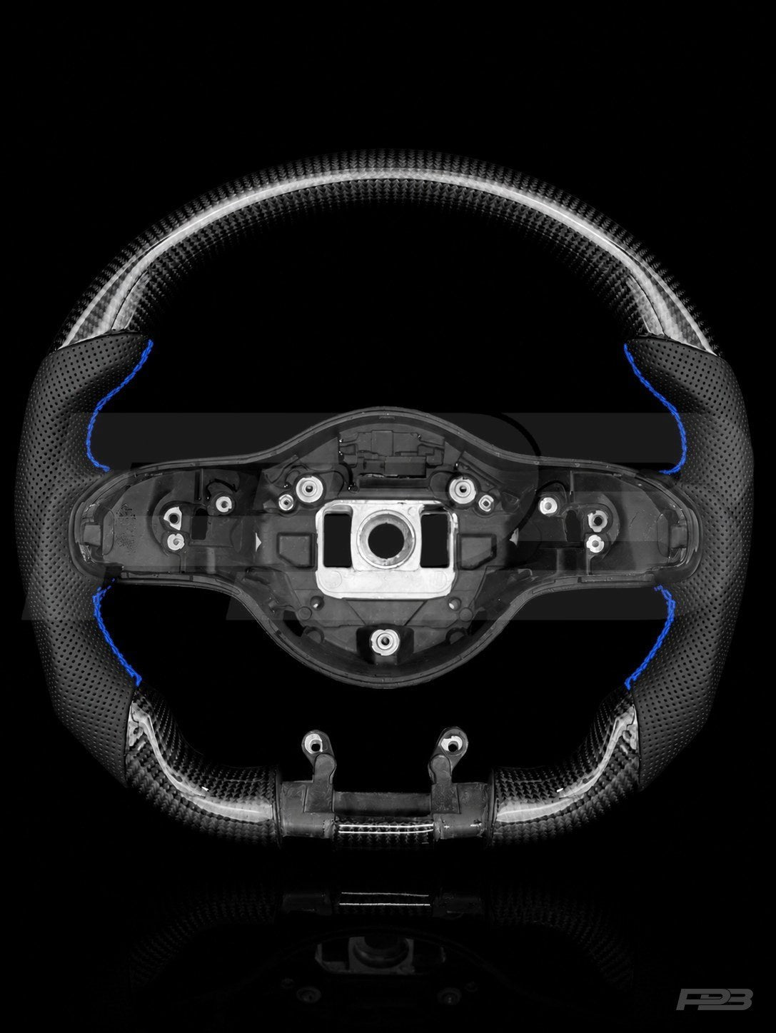 PBAW Mercedes-AMG C63 W205 Facelift Carbon Perforated steering wheel — Exposed Blue stitching
