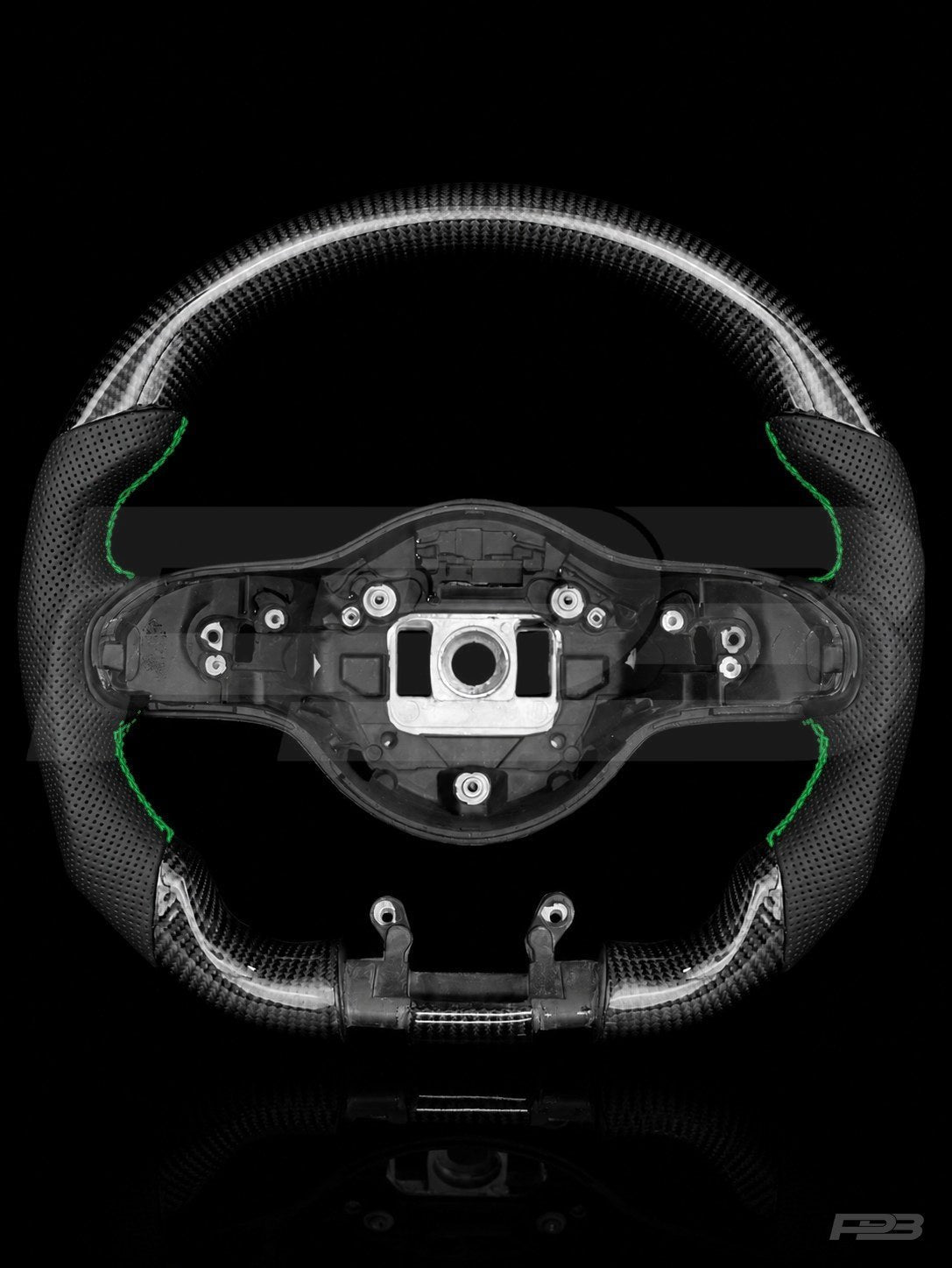 PBAW Mercedes-AMG C63 W205 Facelift Carbon Perforated steering wheel — Exposed Green stitching