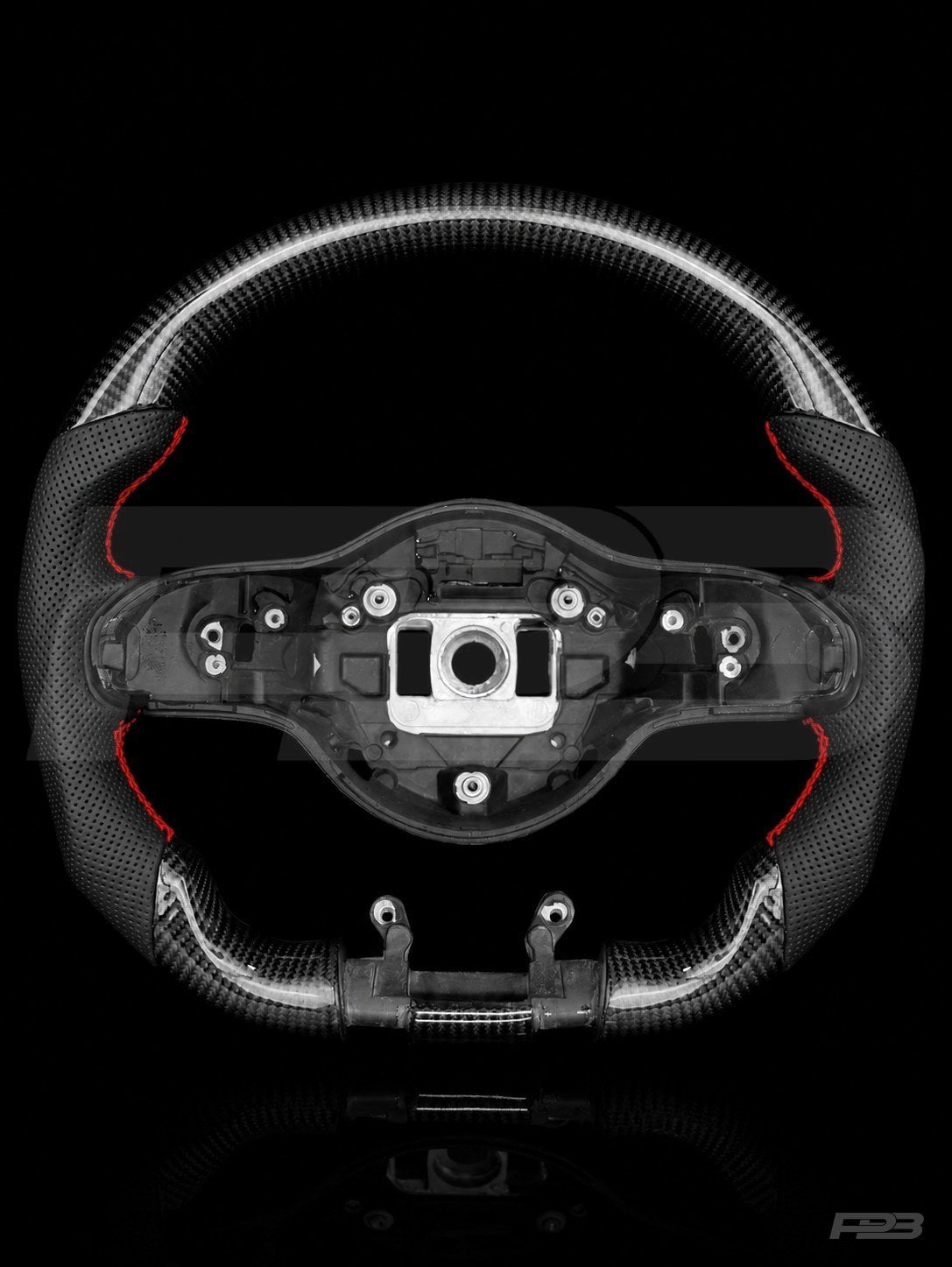 PBAW Mercedes-AMG C63 W205 Facelift Carbon Perforated steering wheel — Exposed Red stitching