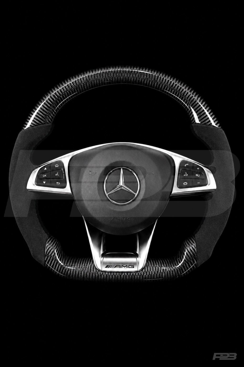 Mercedes C63 W205 Pre-Facelift Carbon Alcantara — complete view, Black stitching