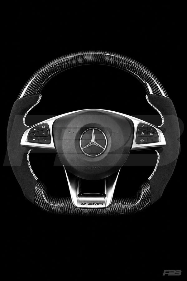 Mercedes C63 AMG W205 Pre-Facelift Custom Steering Wheel, Carbon Alcantara, Made to Order