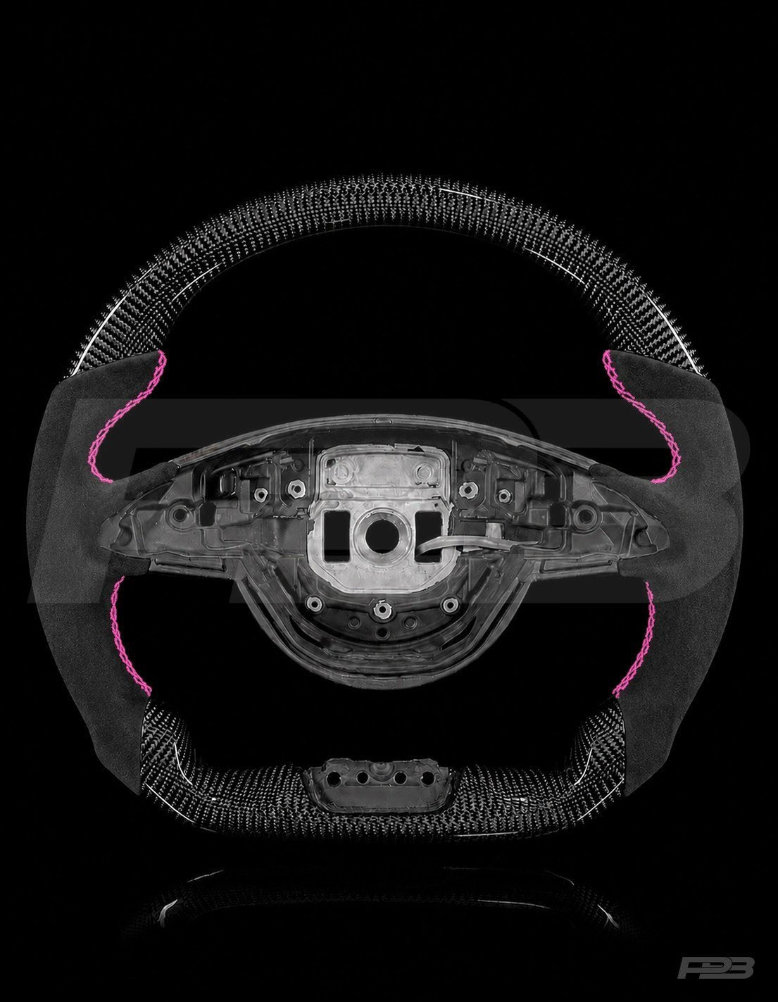 Mercedes C63 W205 Pre-Facelift Carbon Alcantara — exposed view, Pink stitching