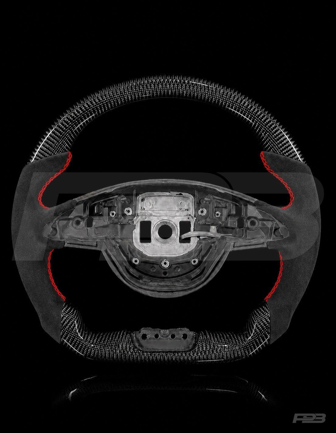 Mercedes C63 W205 Pre-Facelift Carbon Alcantara — exposed view, Red stitching