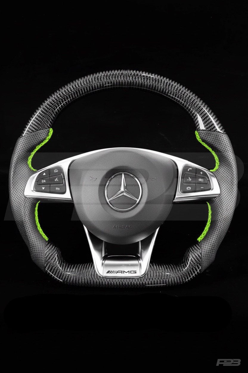 Mercedes C63 W205 Pre-Facelift Carbon Perf — complete view, Lime stitching