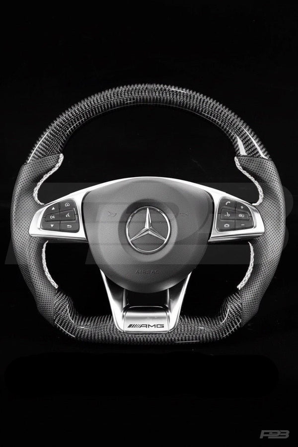 Mercedes C63 AMG W205 Pre-Facelift Custom Steering Wheel, Carbon Perf, Made to Order