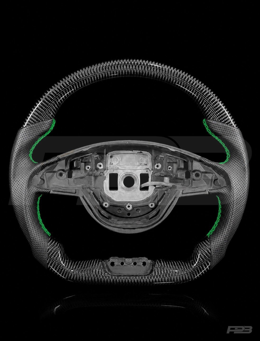 Mercedes C63 W205 Pre-Facelift Carbon Perf — exposed view, Green stitching