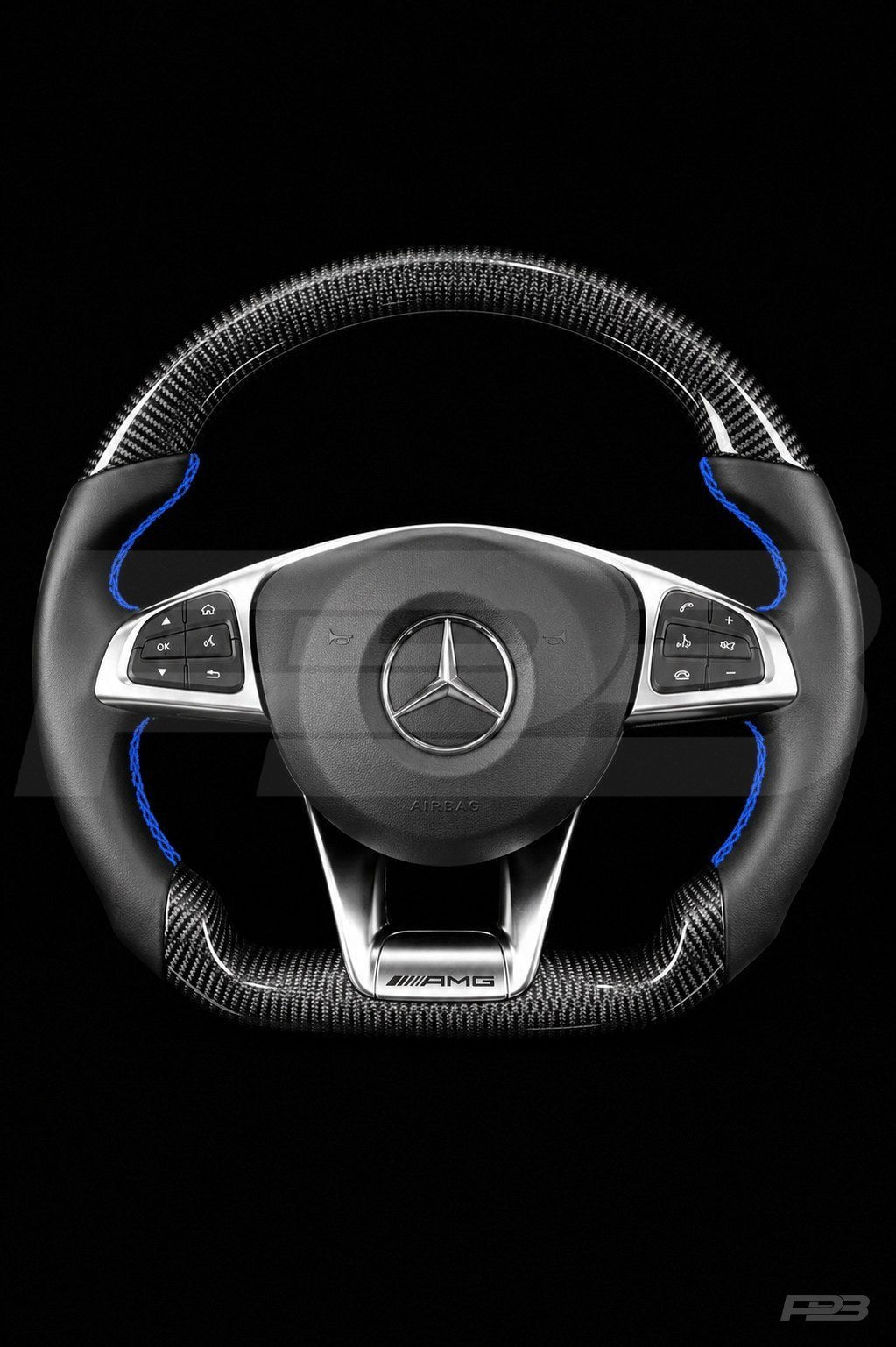 Mercedes C63 W205 Pre-Facelift Carbon Sport — complete view, Blue stitching