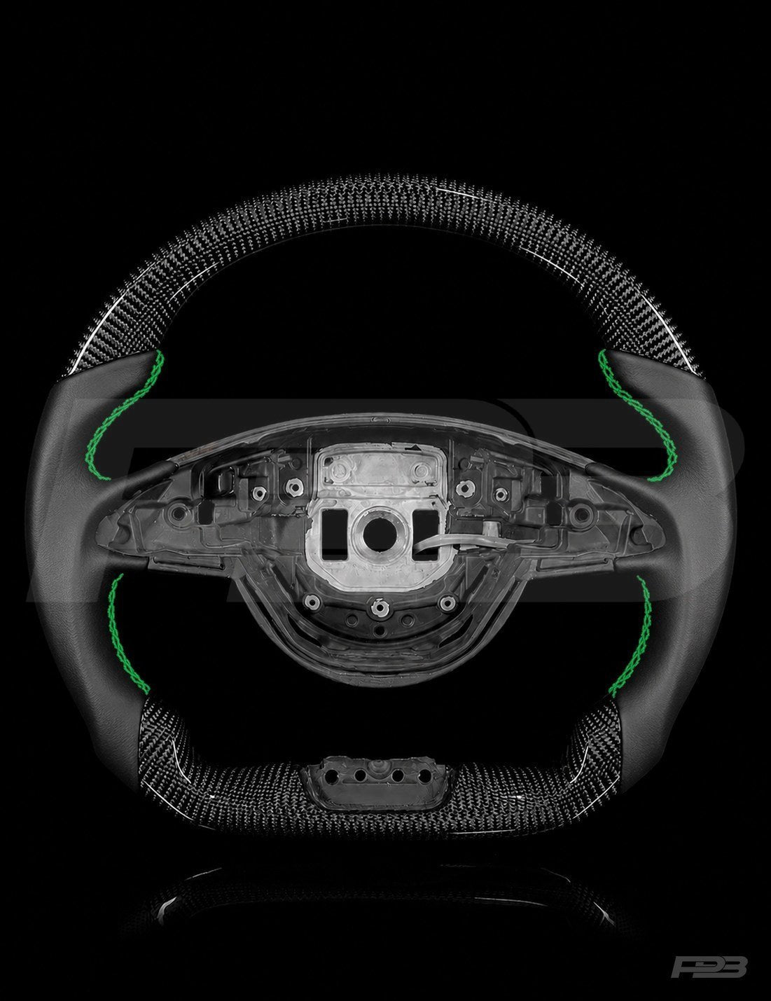 Mercedes C63 W205 Pre-Facelift Carbon Sport — exposed view, Green stitching