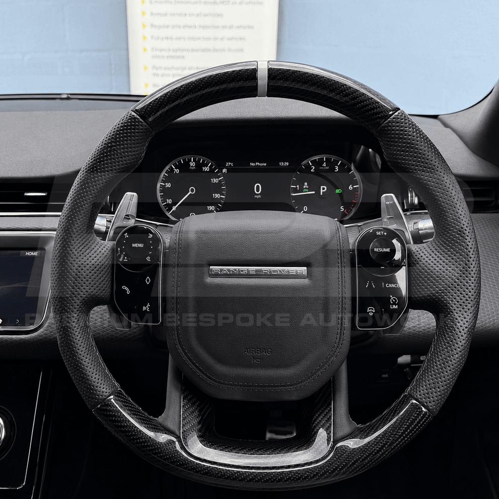Range Rover custom steering wheel, hand-finished by Premium Bespoke AutoWorks