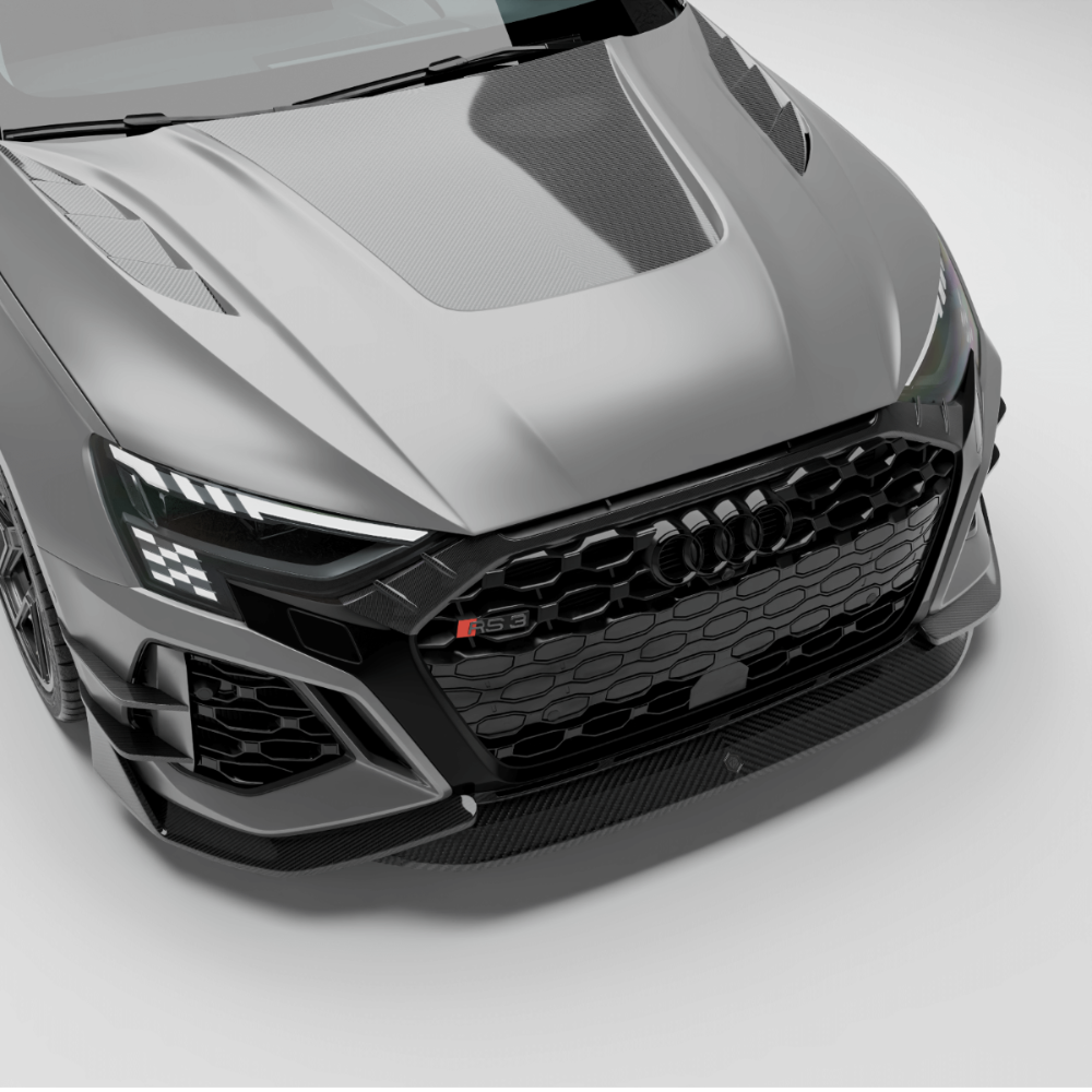 REVOZPORT Audi RS3 8Y Saloon Carbon Fibre Bonnet (2021+), image 2 - Premium Bespoke AutoWorks