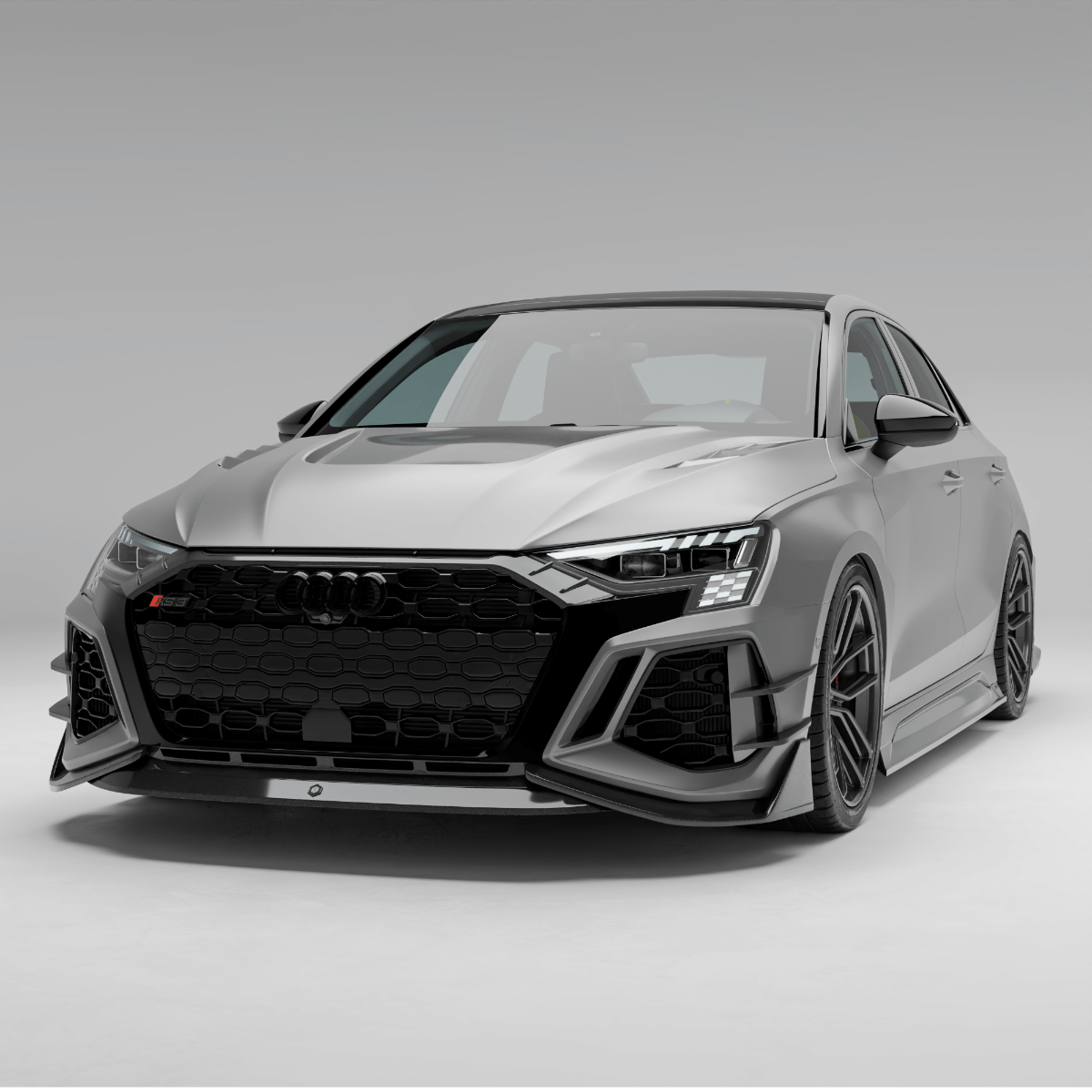 REVOZPORT Audi RS3 8Y Saloon Carbon Fibre Front Lip (2021-2024), image 2 - Premium Bespoke AutoWorks