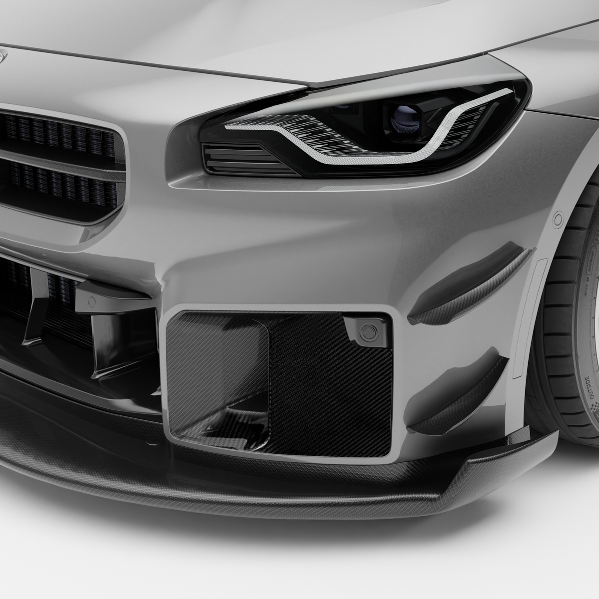REVOZPORT BMW M2 G87 Carbon Fibre Aero Front Bumper Block-Off Plates (2023+) - Premium Bespoke AutoWorks