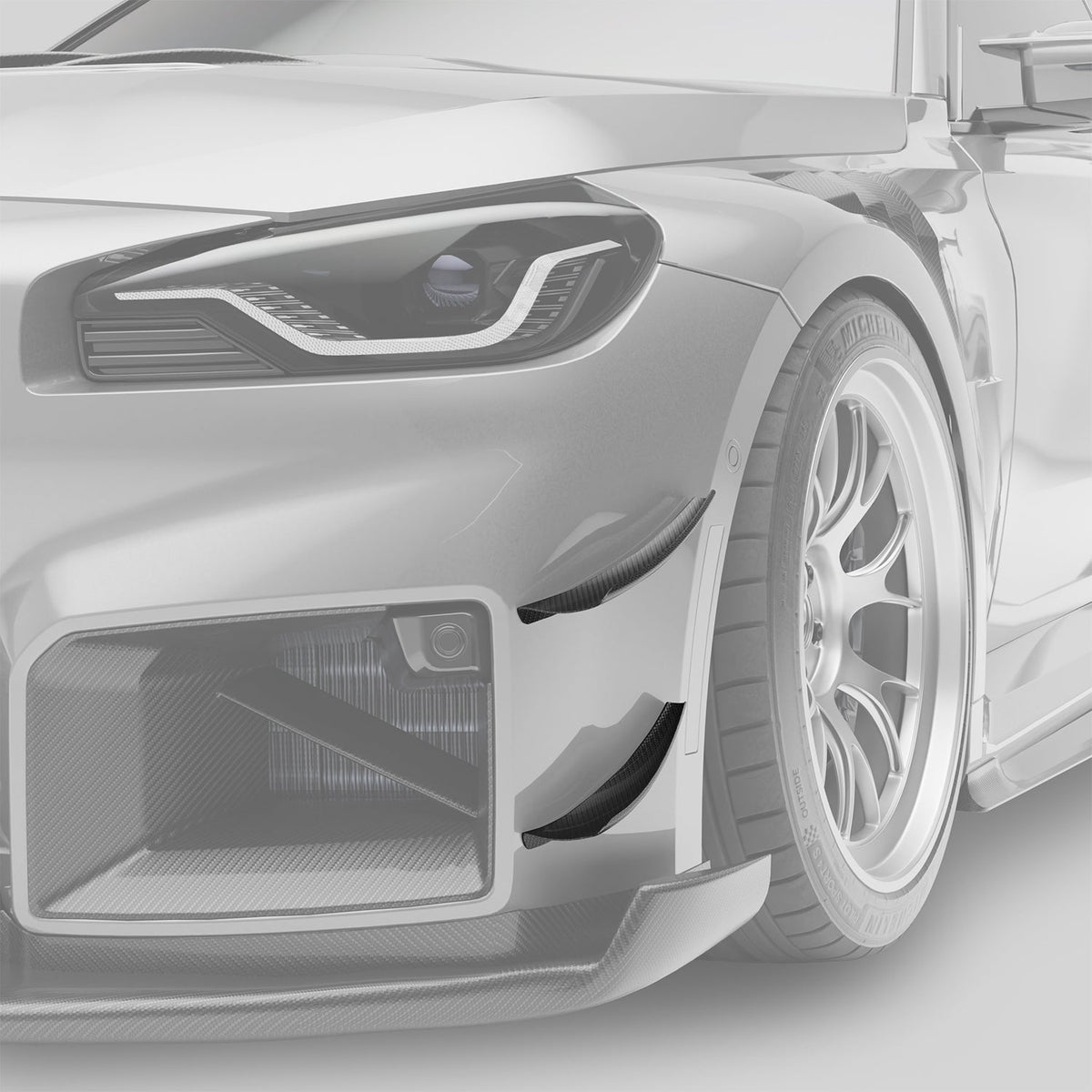 REVOZPORT BMW M2 G87 Carbon Fibre Aero Front Bumper Canards (2023+), image 2 - Premium Bespoke AutoWorks