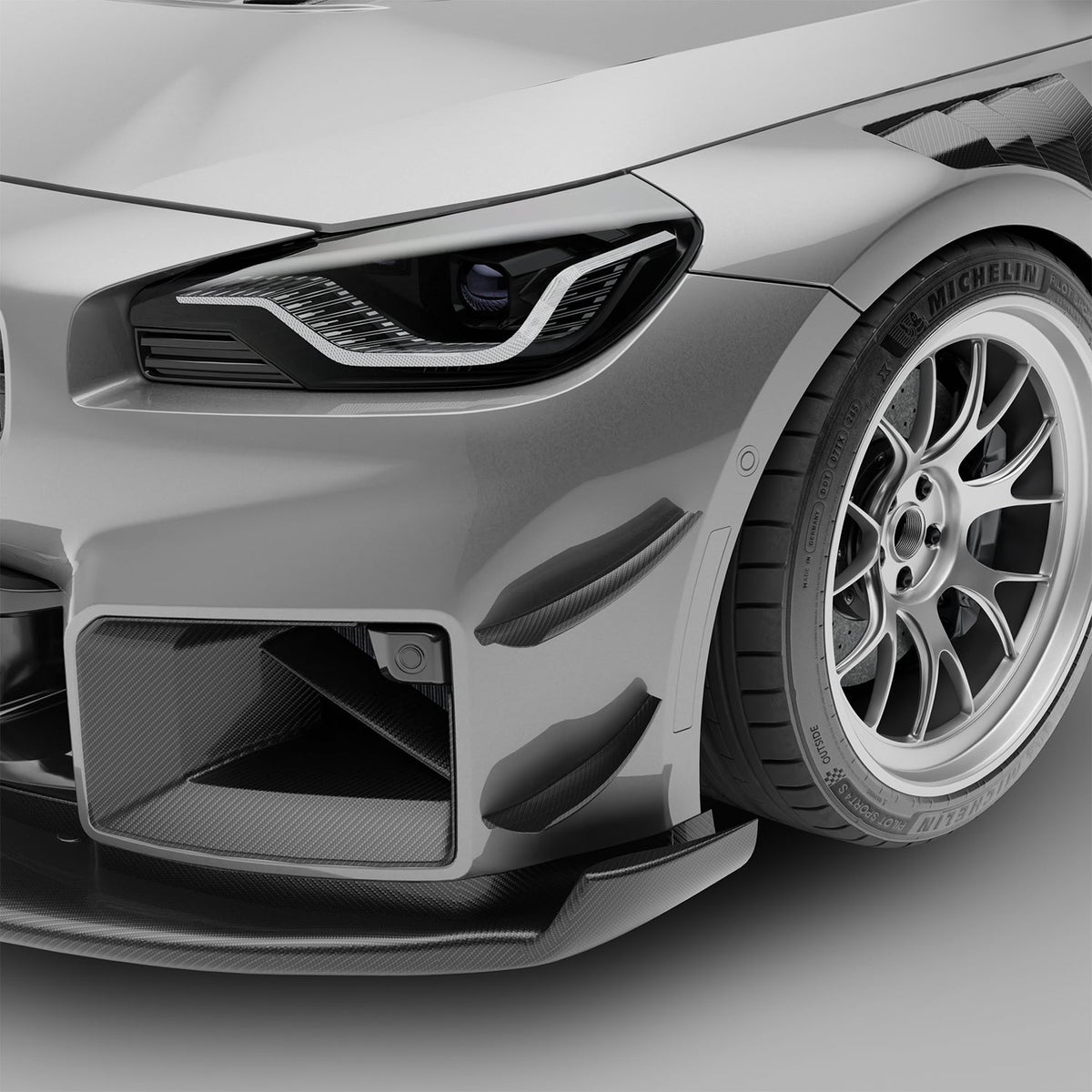 REVOZPORT BMW M2 G87 Carbon Fibre Aero Front Bumper Canards (2023+), image 9 - Premium Bespoke AutoWorks