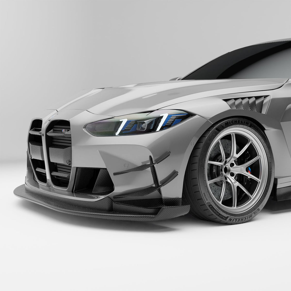 REVOZPORT BMW M4 G82 Carbon Fibre Front Bumper Canards, Design 2 (2021+), image 10 - Premium Bespoke AutoWorks