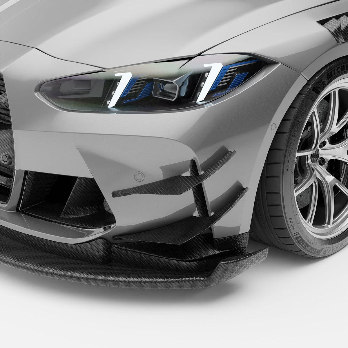 REVOZPORT BMW M4 G82 Carbon Fibre Front Bumper Canards, Design 2 (2021+), image 11 - Premium Bespoke AutoWorks