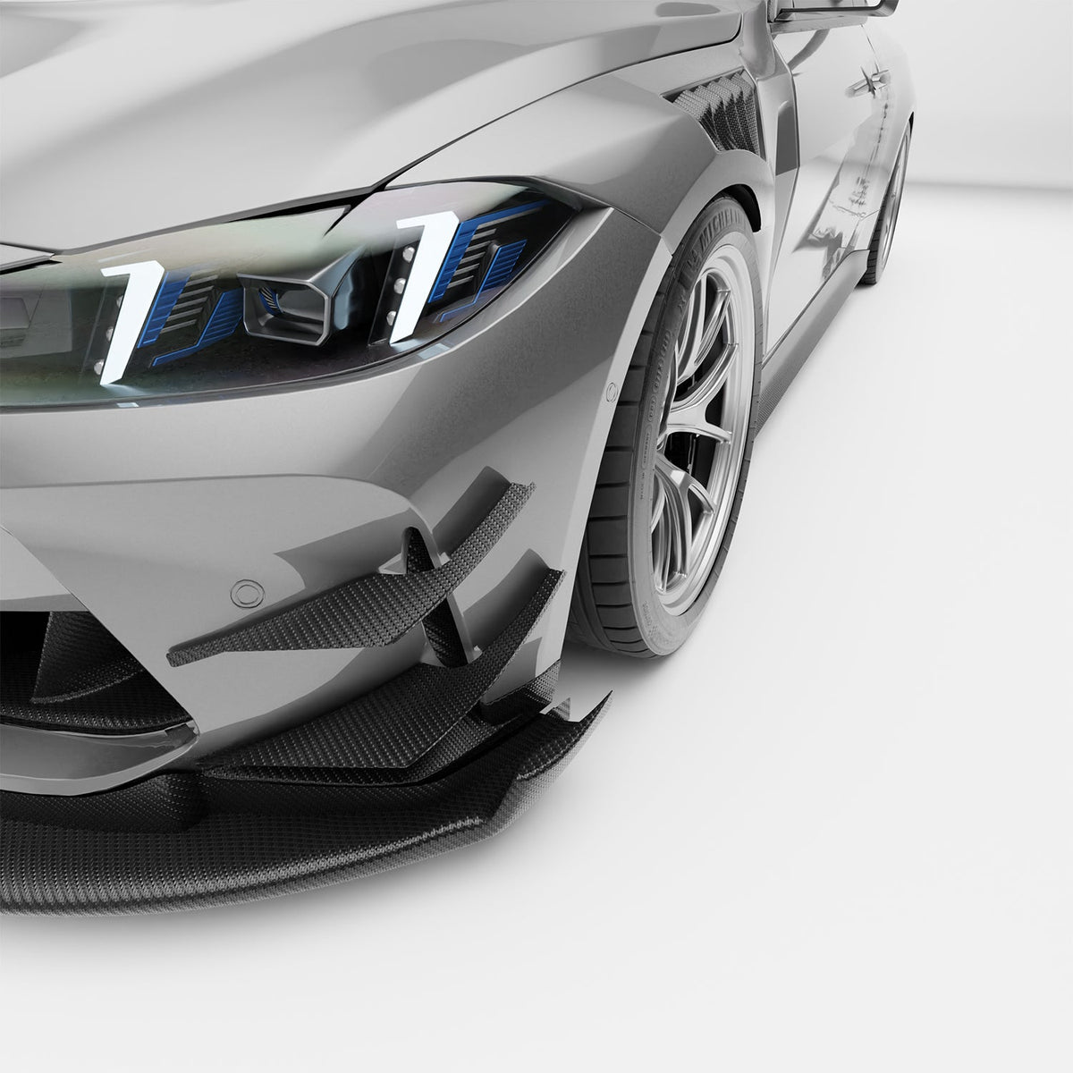 REVOZPORT BMW M4 G82 Carbon Fibre Front Bumper Canards, Design 2 (2021+), image 12 - Premium Bespoke AutoWorks