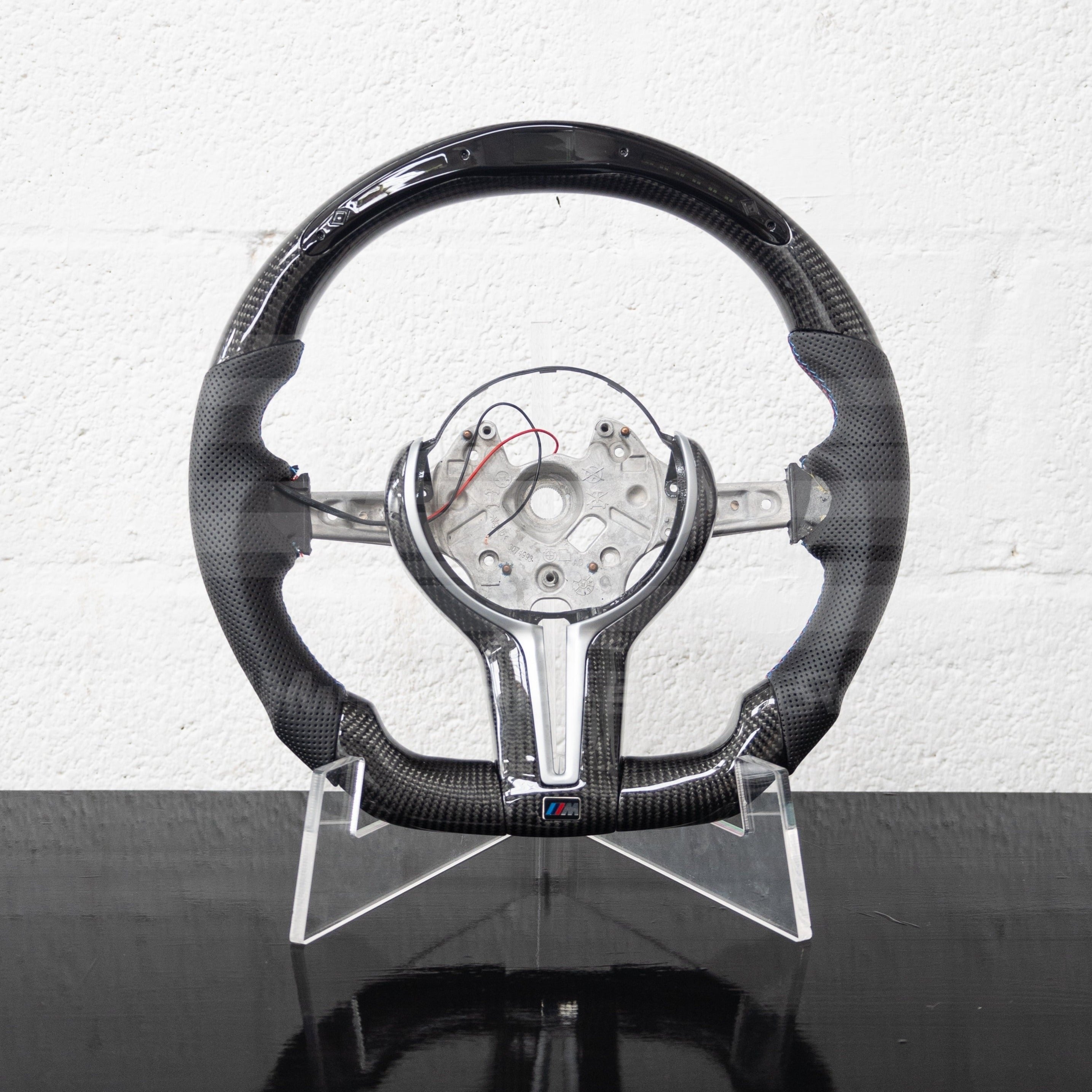 BMW M3 M4 Carbon Fibre LED Steering Wheel With Perforated Leather Grips | Premium Bespoke AutoWorks
