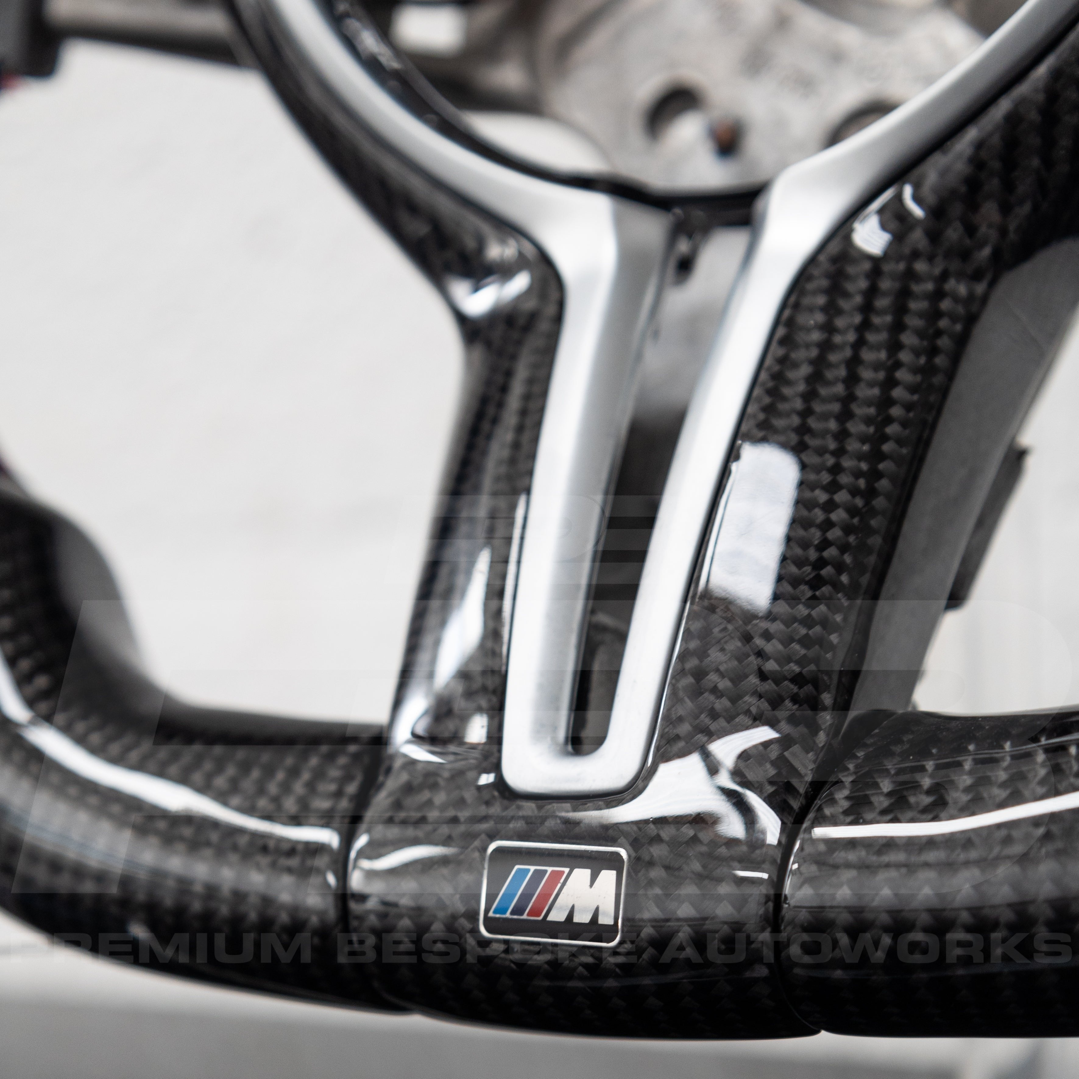 BMW M3 M4 Carbon Fibre LED Steering Wheel With Perforated Leather Grips | Premium Bespoke AutoWorks