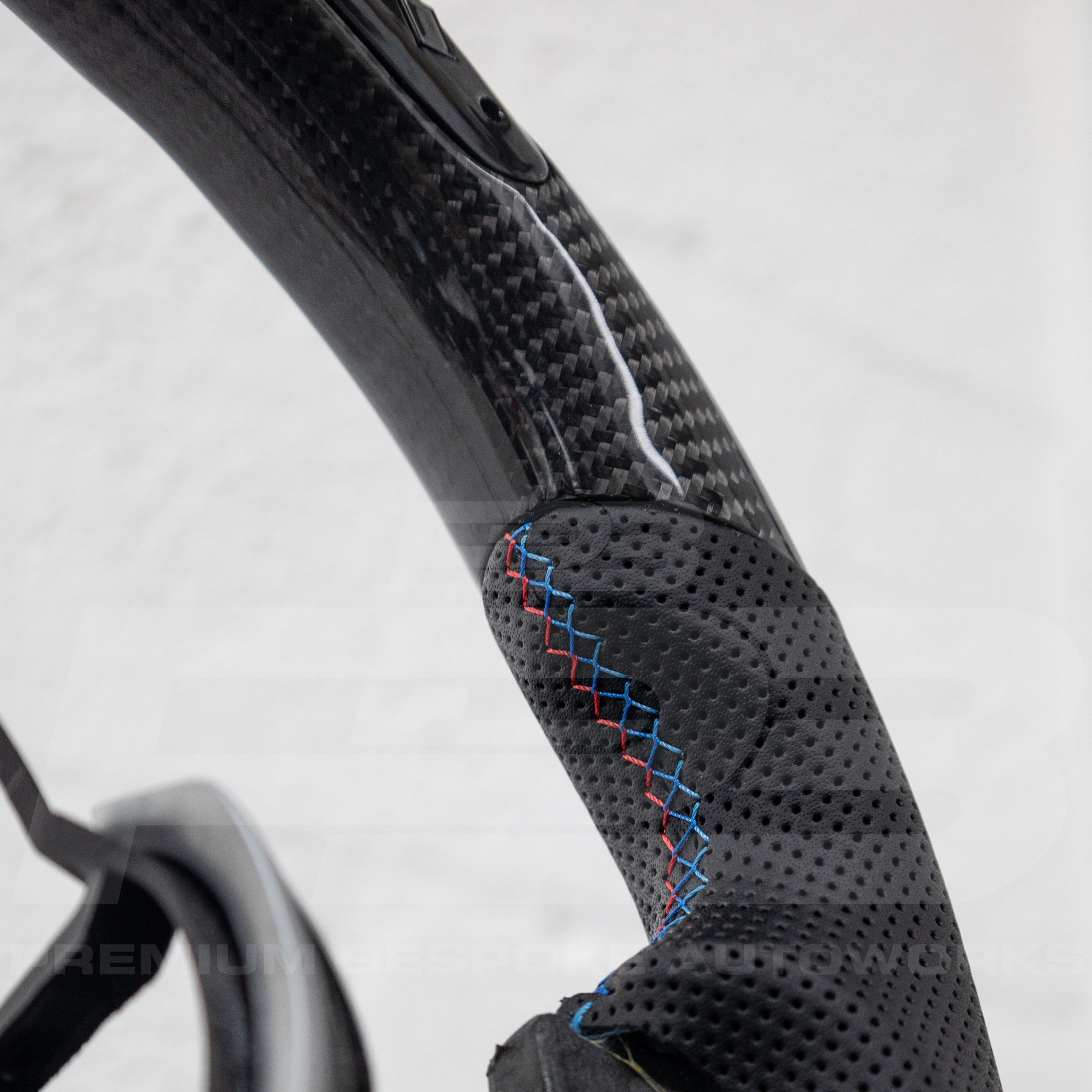 BMW M3 M4 Carbon Fibre LED Steering Wheel With Perforated Leather Grips | Premium Bespoke AutoWorks