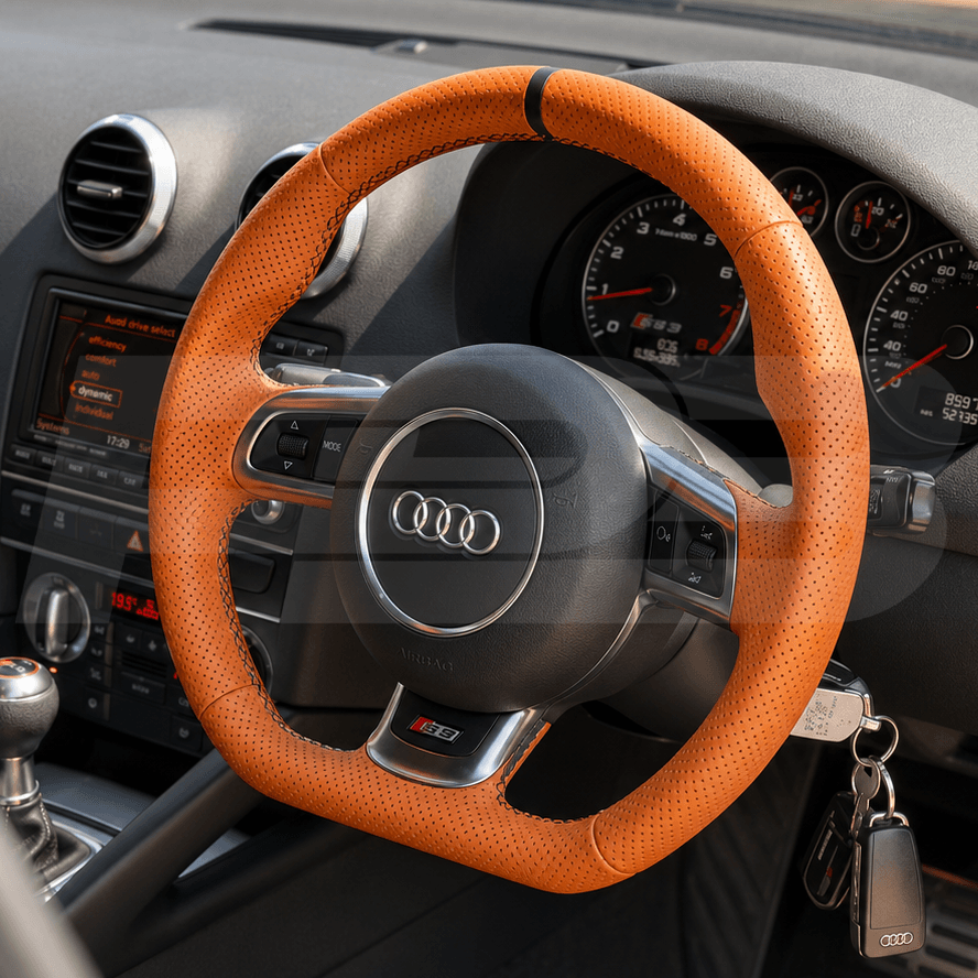 Audi 8p orange leather custom steering wheel