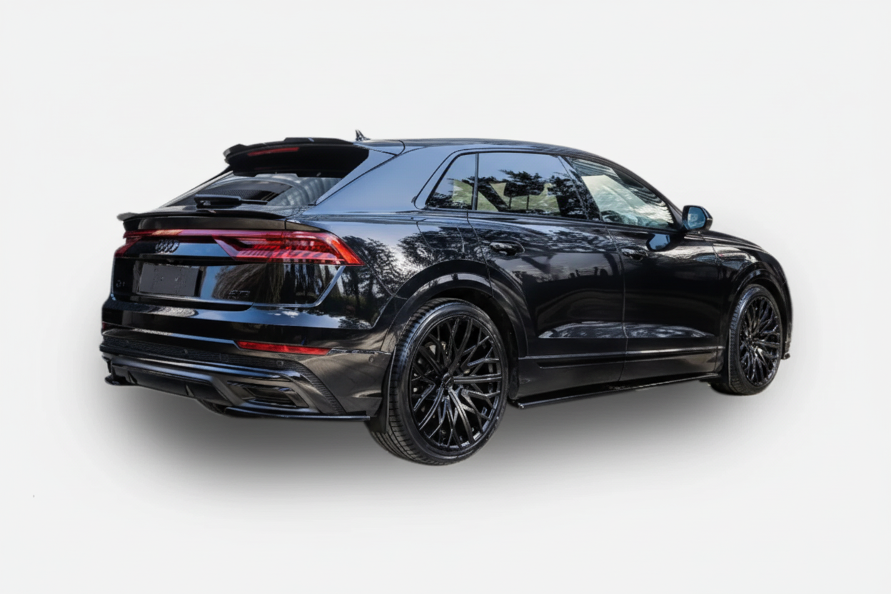Audi Q8 S-line 2018 On Side Skirt Splitters 2 Piece In Gloss Black | Premium Bespoke AutoWorks
