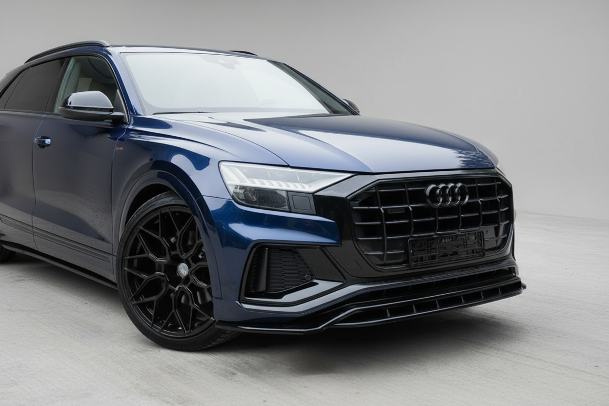 Audi Q8 S Line 2018+ Front Splitter Lip in Gloss Black | Premium Bespoke AutoWorks