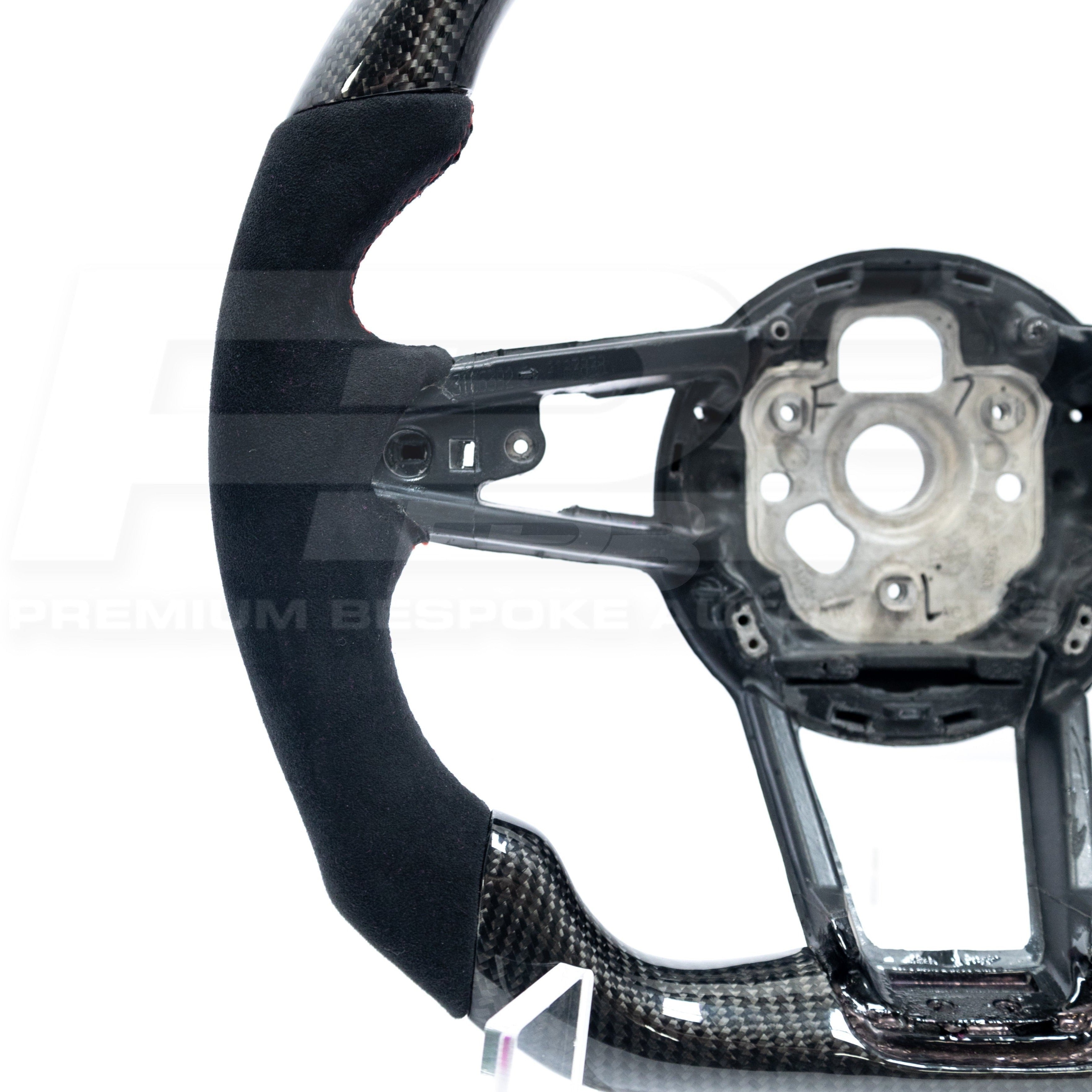 Audi R8 Carbon Fibre Steering Wheel close up product image 