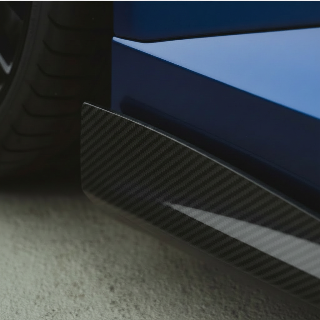 Lamborghini Huracan Carbon fibre side skirt on blue vehicle 