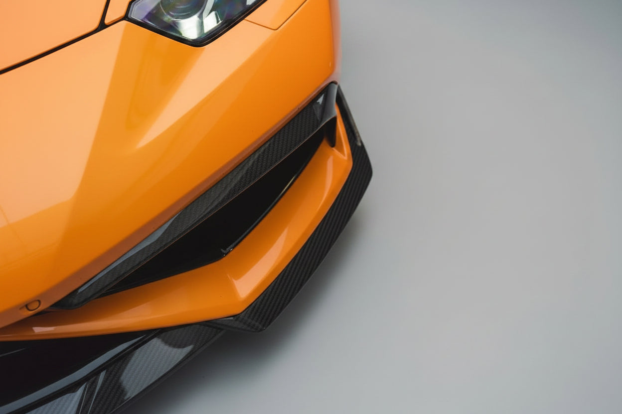 Lamborghini Huracan carbon fibre front bumper trim close up product image 