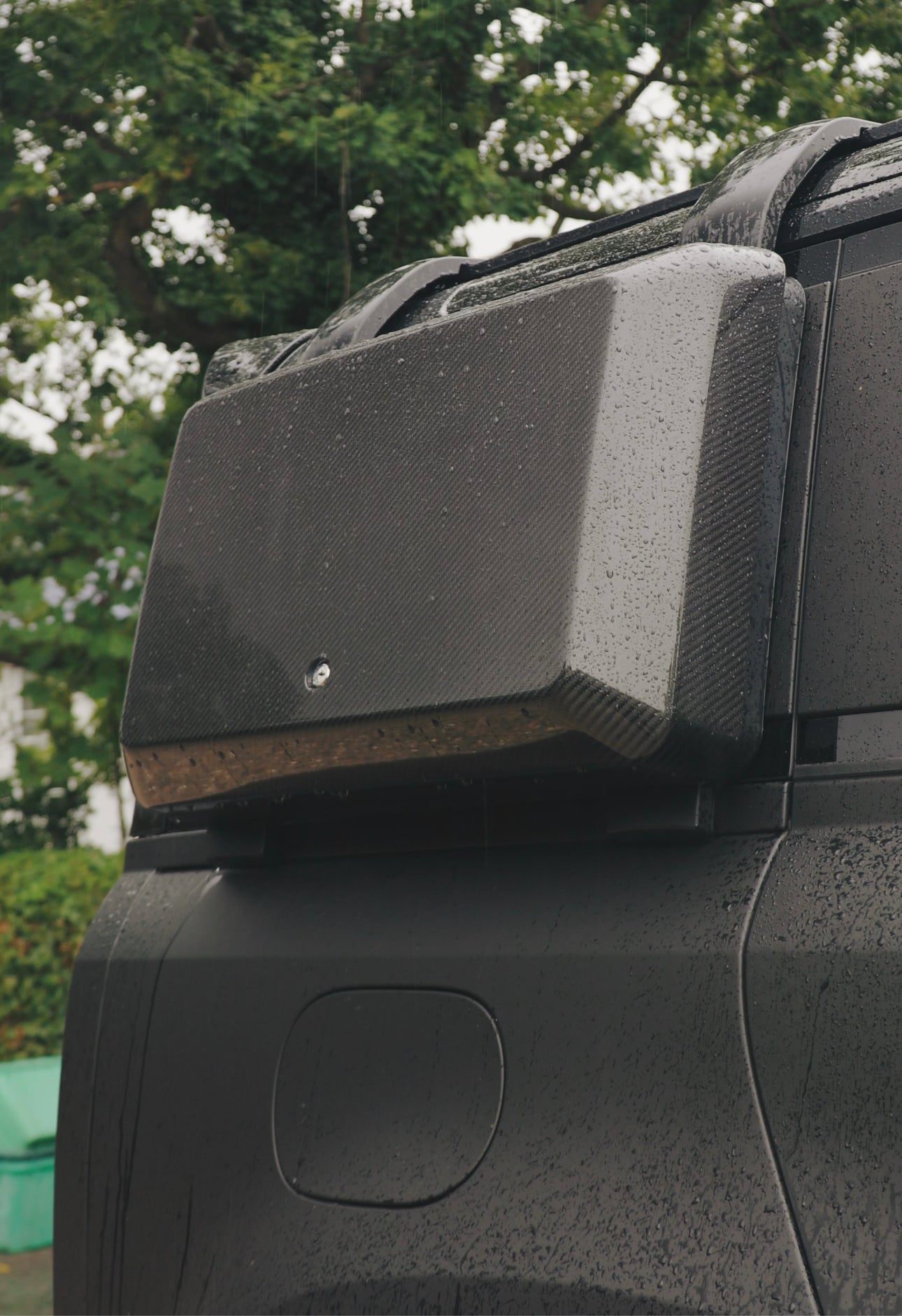 Land Rover Defender 90 110 130 L663 Carbon Fibre Side Storage Box fitted on vehicle 