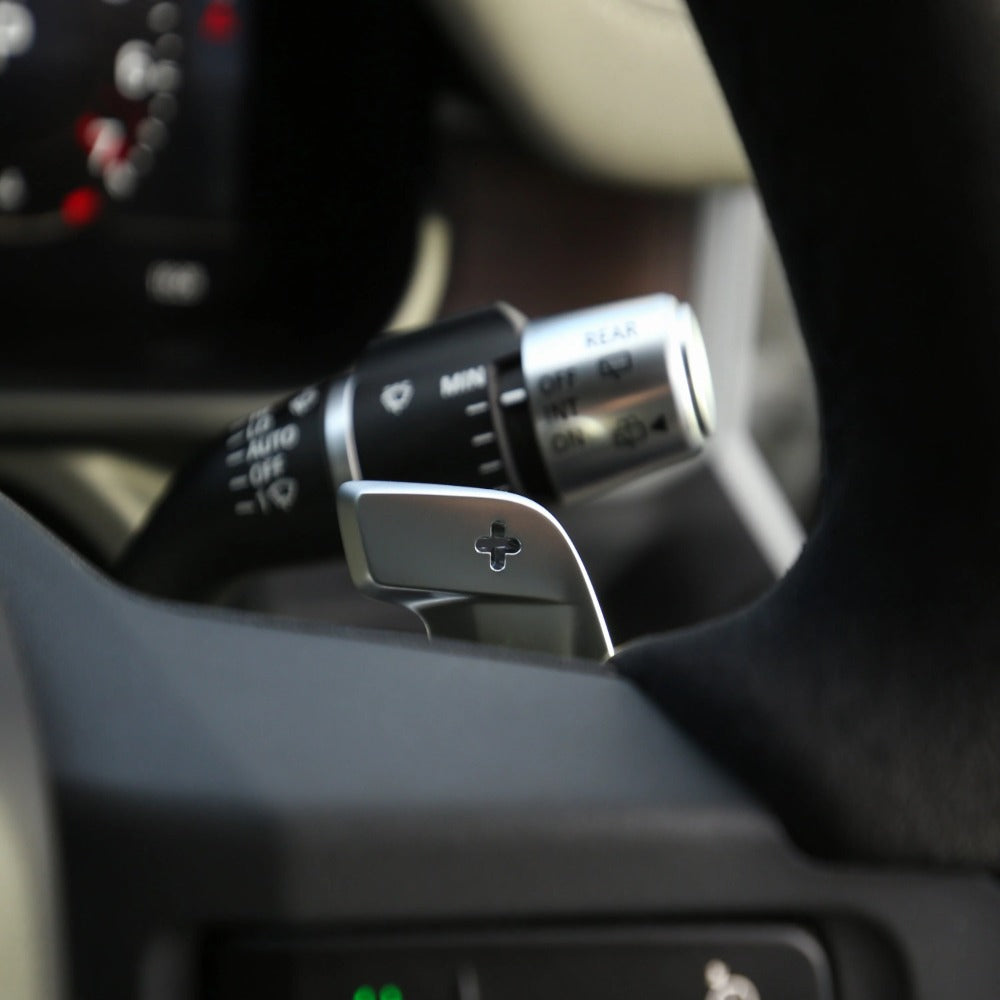 Land Rover Defender L663 Genuine Aluminium Paddle Shifters fitted to vehicle 