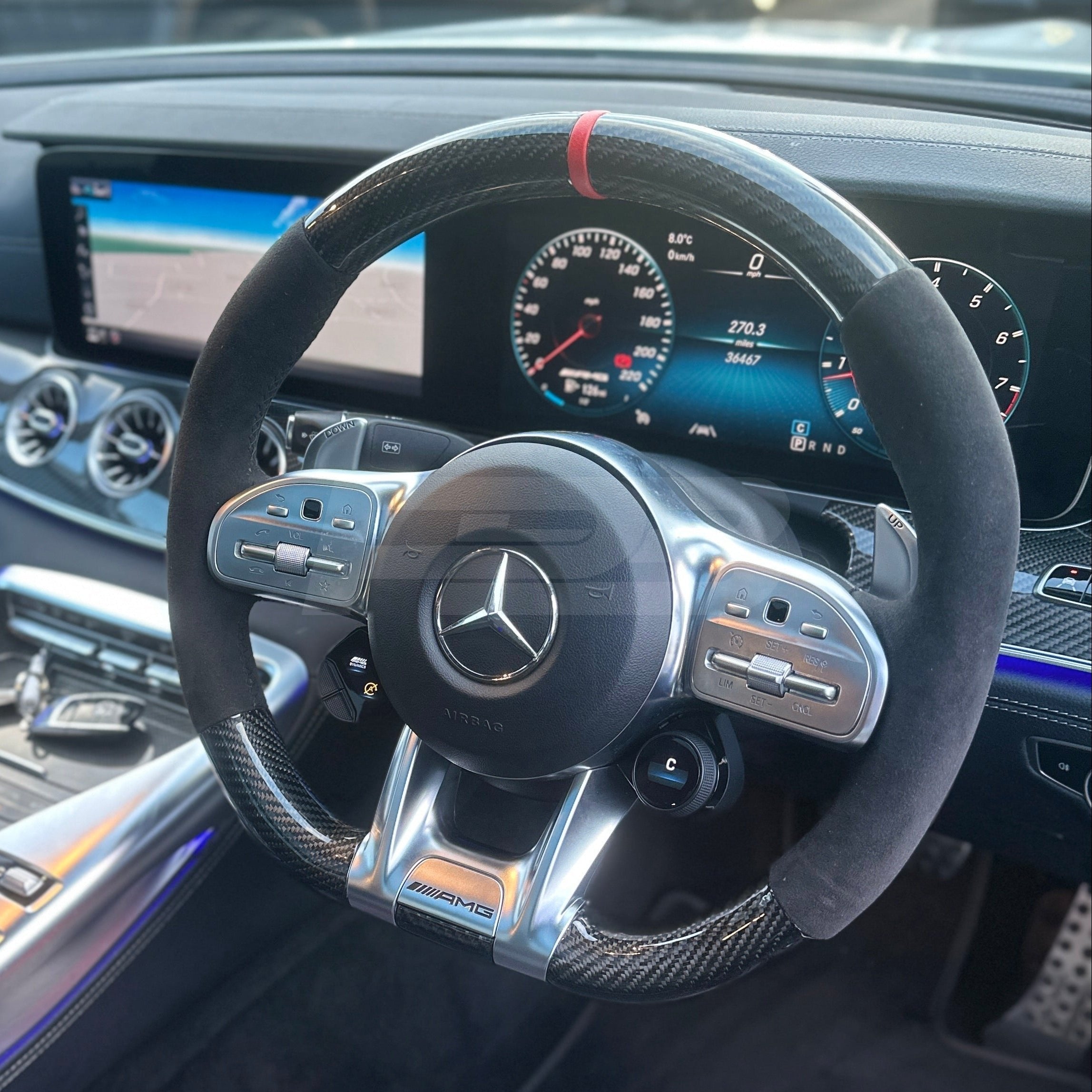 Mercedes AMG GT 63 S AMG Carbon Fibre Steering Wheel with black alcantara grips