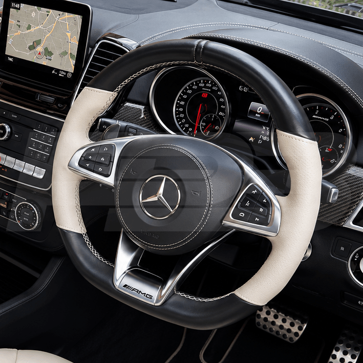 Mercedes GLS X166 Custom Steering Wheel with cream leather grips