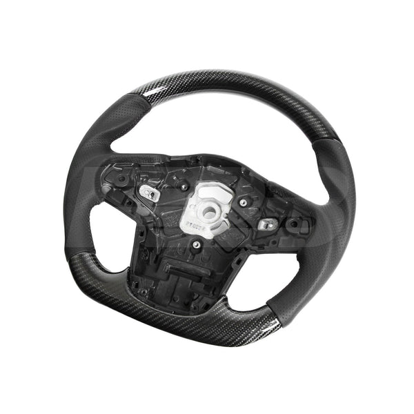 Volante Toyota Supra en fibra de carbono brillante y cuero (A90)