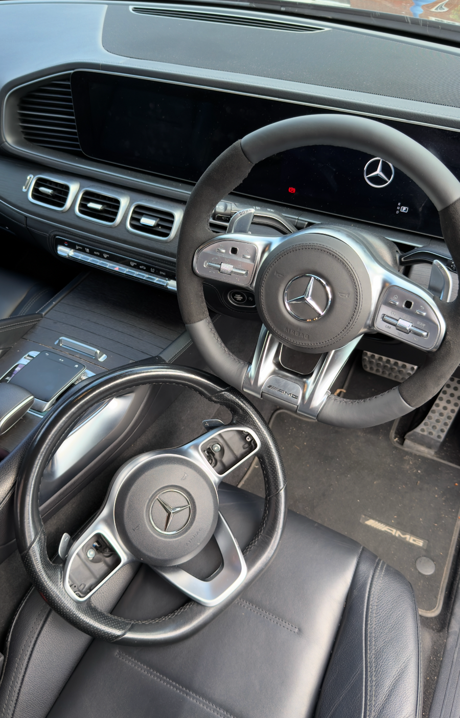 Mercedes-AMG GLE V167 Steering Wheel, Flat Bottom Leather with Alcantara Grips in Factory Spec, Customer Build