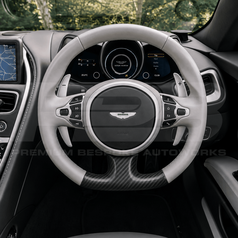 Aston Martin bespoke custom steering wheel, made to order in the UK