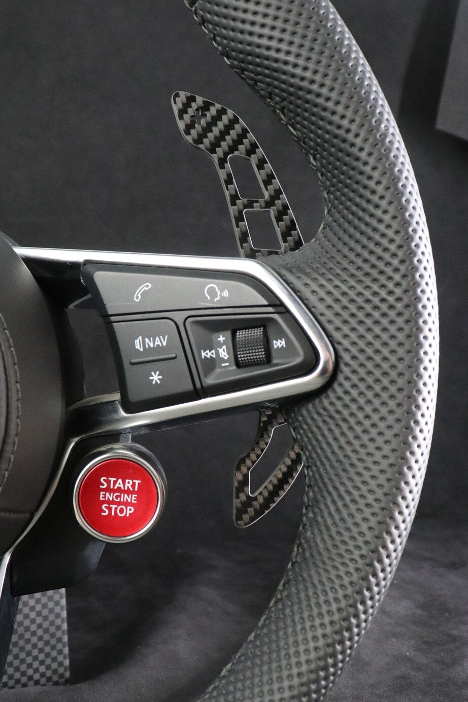 Audi R8 4S magnetic paddle shifters fitted to the steering wheel | Premium Bespoke AutoWorks