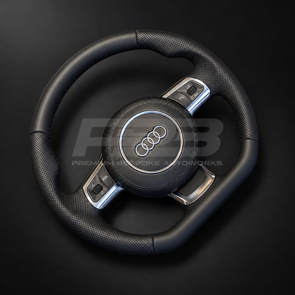 Audi R8 Gen 1 Steering Wheel, Black Leather with Perforated Grips in Factory Spec, Customer Build
