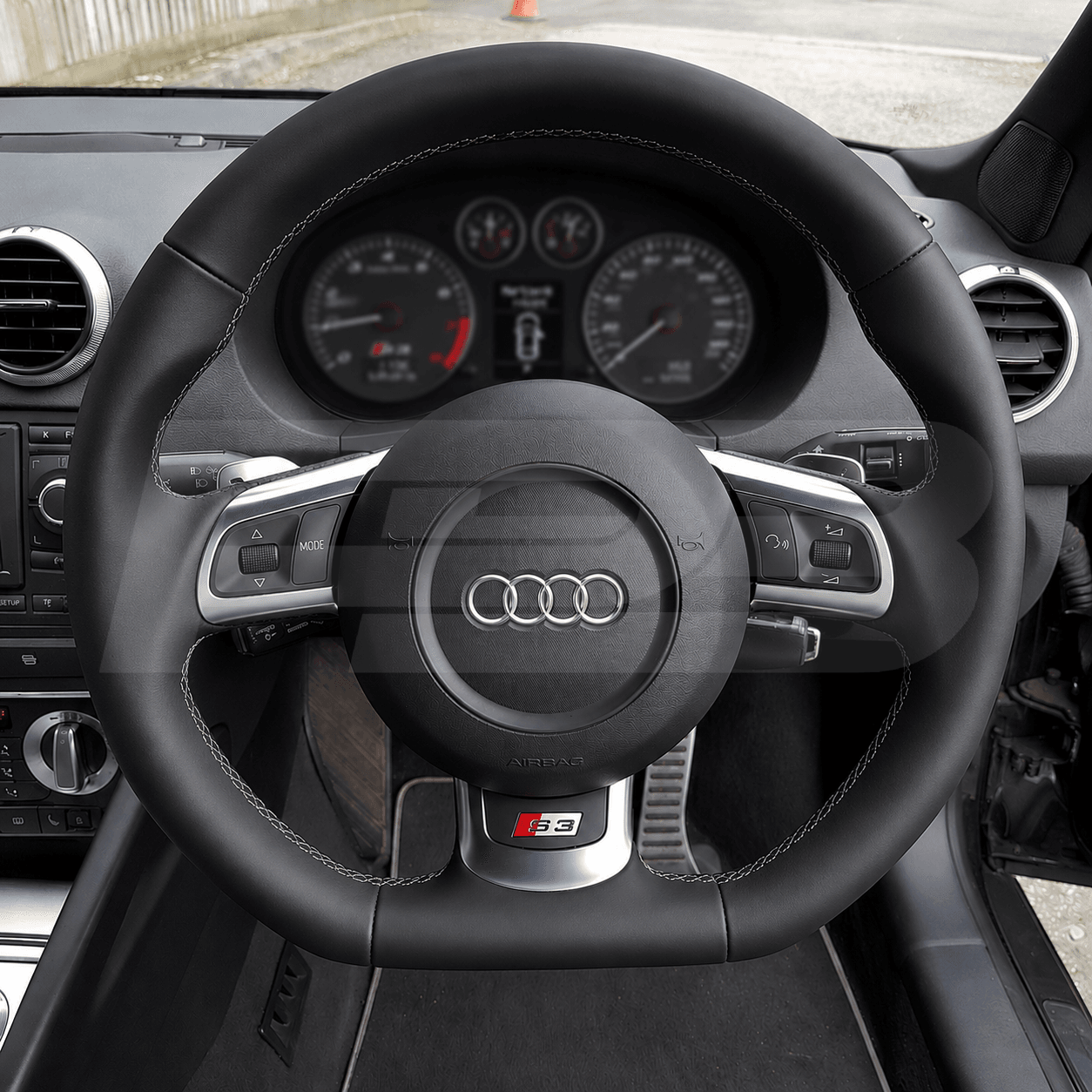 audi rs3 8p custom steering wheel in black smooth leather