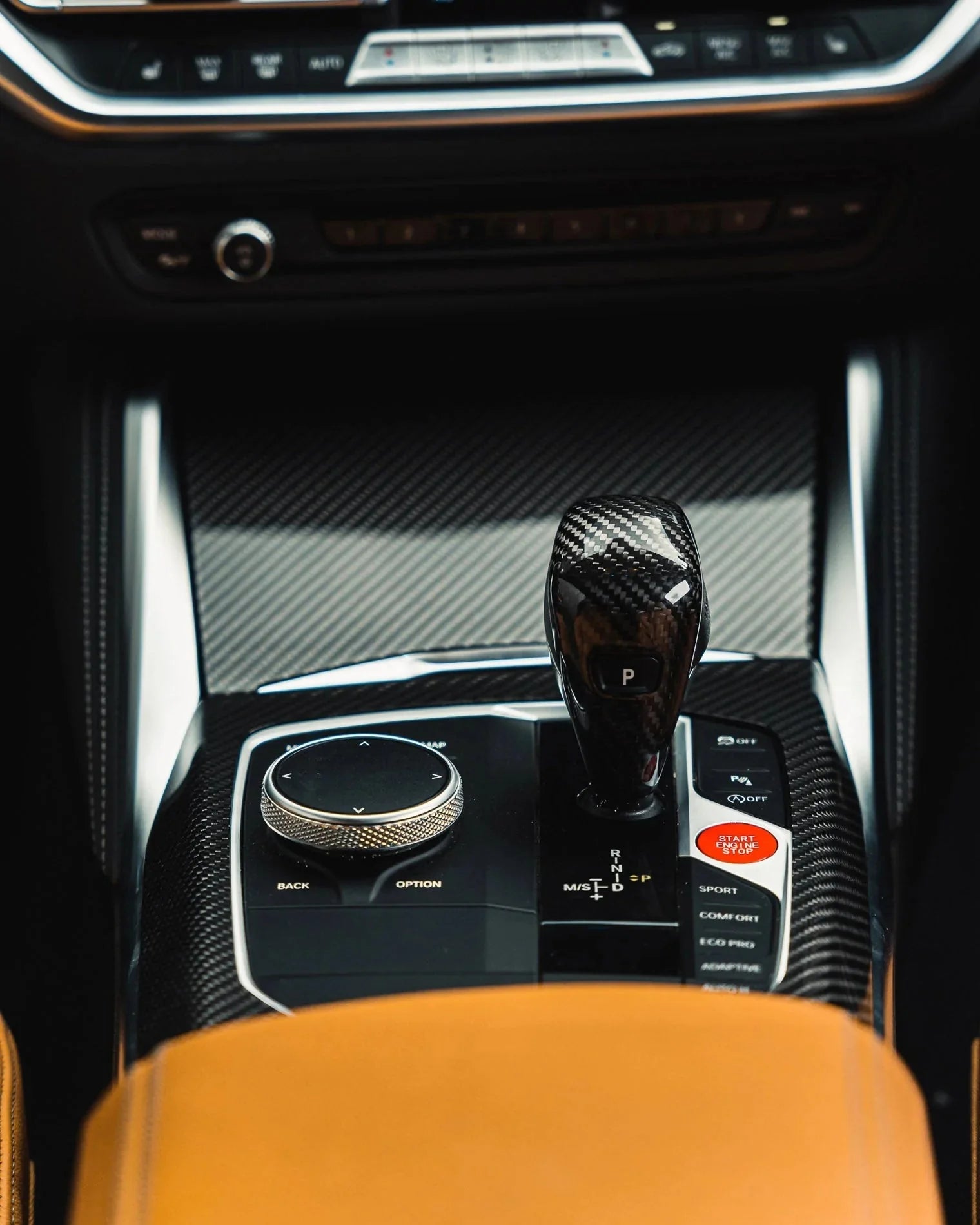BMW bright red start engine stop button