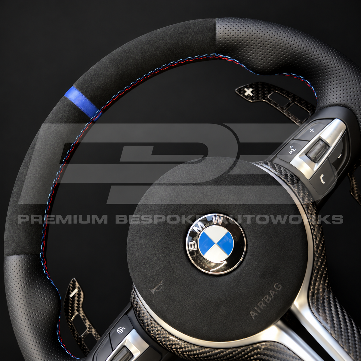 BMW M3 F80 Steering Wheel, Alcantara with M Tricolour Stitching, Carbon Trim and Magnetic Paddles, As Built
