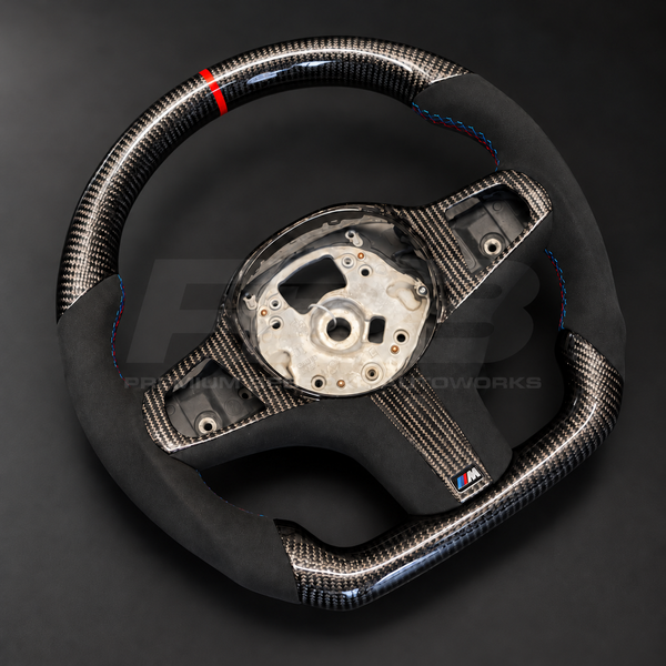 BMW X5 G05 Steering Wheel, Flat Bottom Carbon Fibre and Alcantara with M Stitching and Carbon Trims, Customer Build