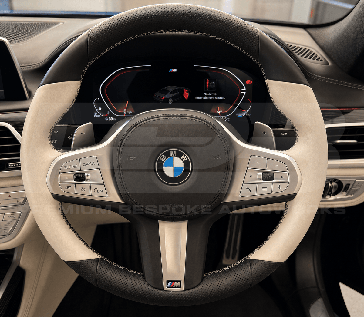 BMW custom steering wheel, hand-finished to order by Premium Bespoke AutoWorks