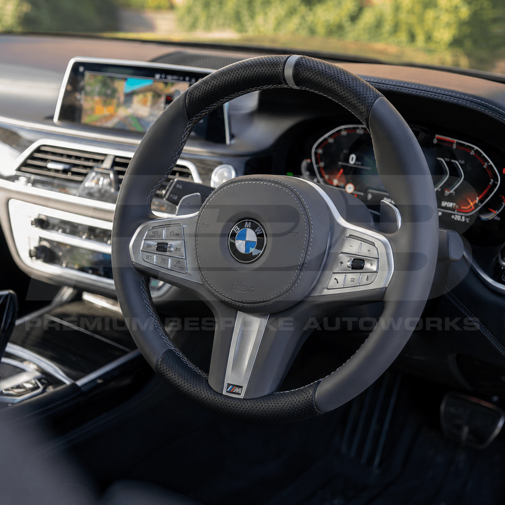 BMW custom steering wheel, hand-finished to order by Premium Bespoke AutoWorks